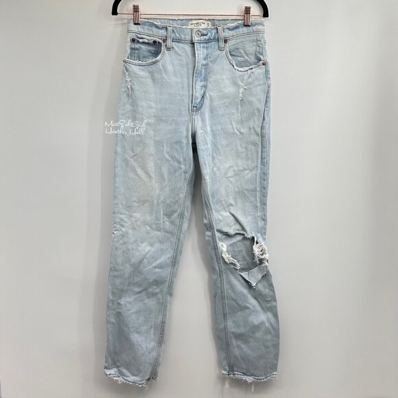 Abercrombie & Fitch The 90's Straight Ultra High Rise Distressed Jeans Size 27 - Picture 1 of 5
